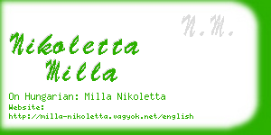 nikoletta milla business card